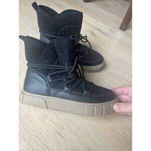 A New Day-Women's Black Erika Lace-up Faux Fur Boots Size 6